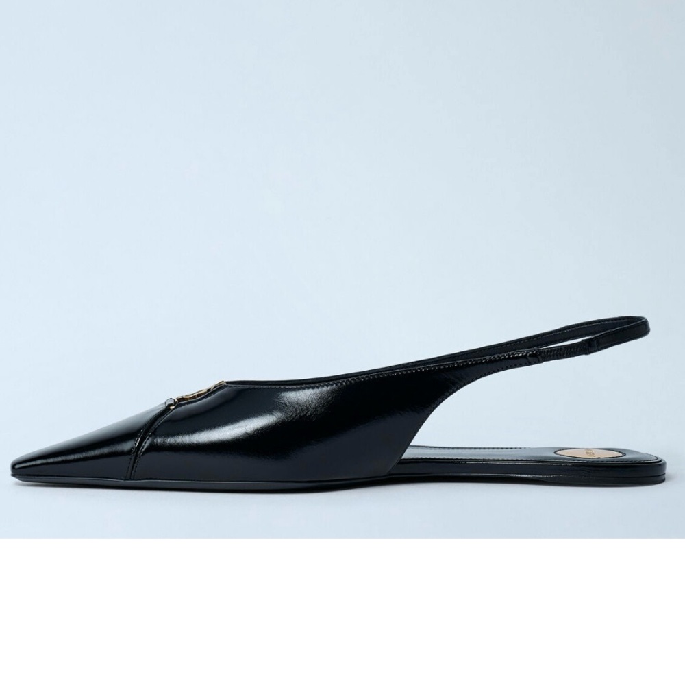 SAINT LAURENT Babylone YSL logo slingback flats - Picture 5 of 6